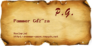 Pammer Géza névjegykártya